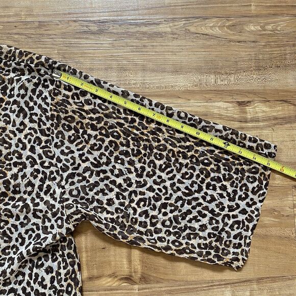 ZURY NWT OS Leopard Print Long Open Duster Kimono Cardigan Sheer Beach Cover Up - Picture 16 of 16